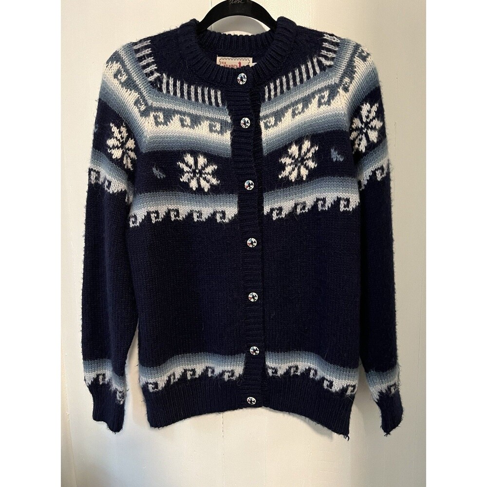 The Alpaca Connection Vintage BlueCardigan Sweater Peru